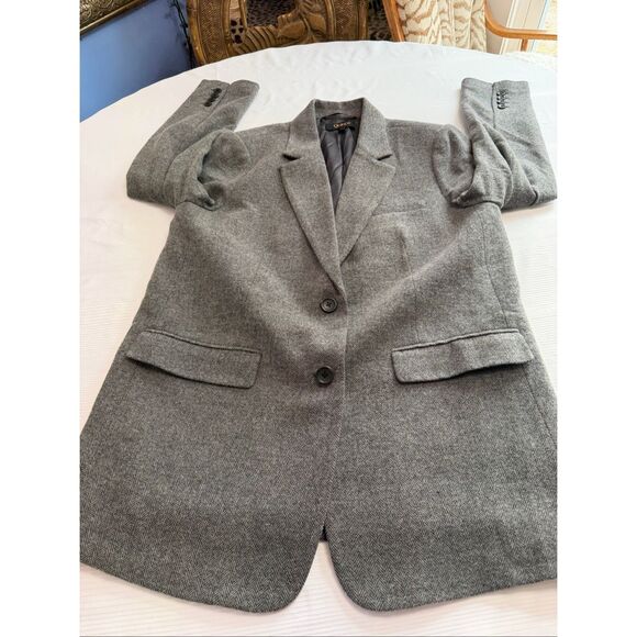 Quince Grey Herringbone Italian Wool Lanificio Nello Gori Blazer Jacket Sz Large - Picture 9 of 12